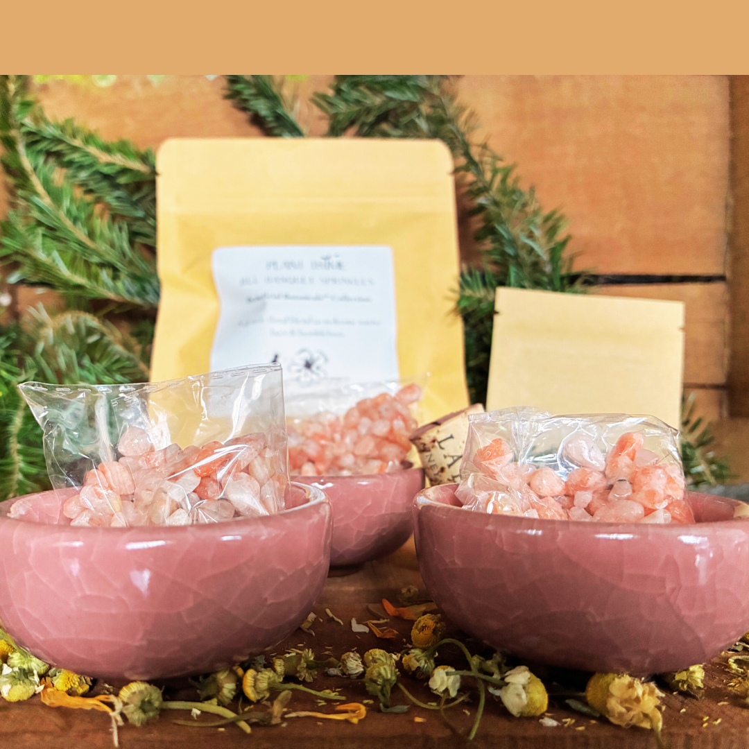 Crystal bee watering pods with garden sprinkles to attract pollinators