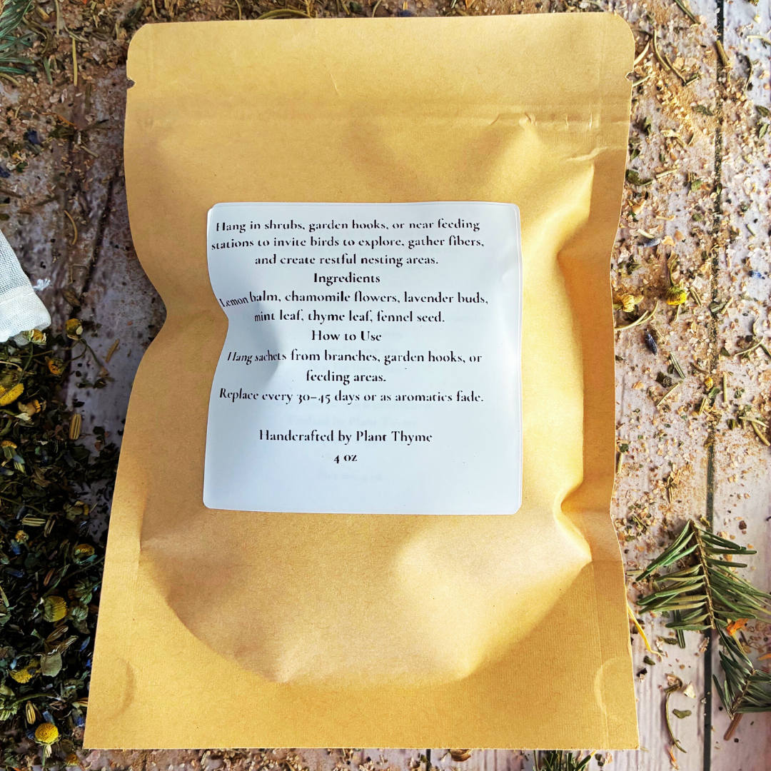 Songbird herbal garden sprinkle with fennel see, elderberry and hibiscus for backyard pollinator garden, eco-friendly gardening